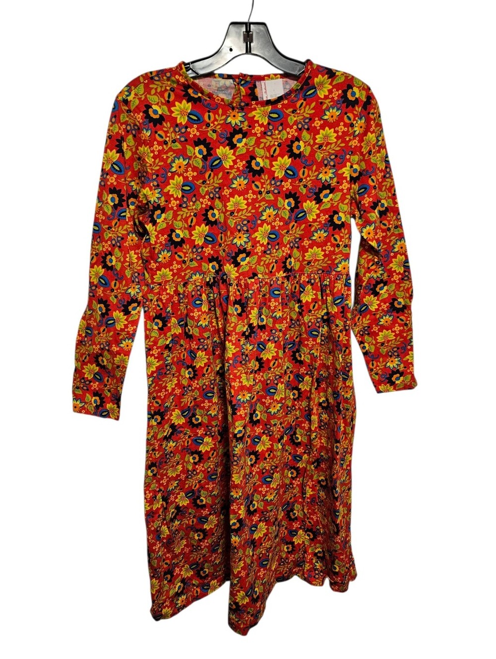 Hanna Andersson Red Floral Dress with Multicolor Blooms Size 14 Girls